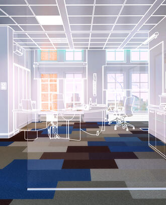 Modern office room concept blueprint design