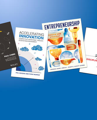 Four entrepreneurship and innovation strategy books from MIT: Disciplined Entrepreneurship by Bill Aulet, Disciplined Entrepreneurship Startup Tactics by Paul Cheek, Entrepreneurship: Choice and Strategy by Erin Scott and Scott Stern, Accelerating Innovation by Phil Budden and Fiona Murray