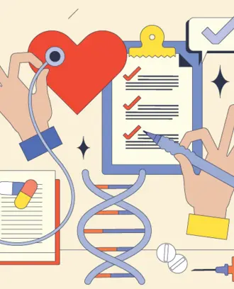 Illustration of medical supplies and charts