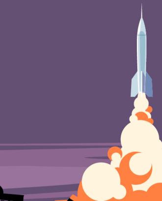 Illustration of rocket blasting off