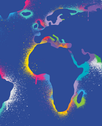Stencil picture of a world map.