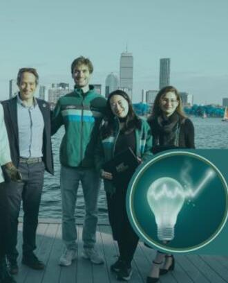 SISC working group members in front of the Boston skyline