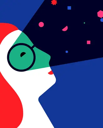 A person sees geometric shapes