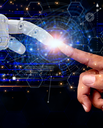 Robot and human finger touching