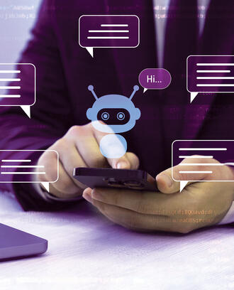 A person uses a virtual AI assistant 