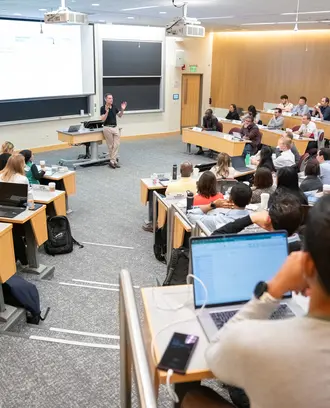 Classroom full of students during a lecture