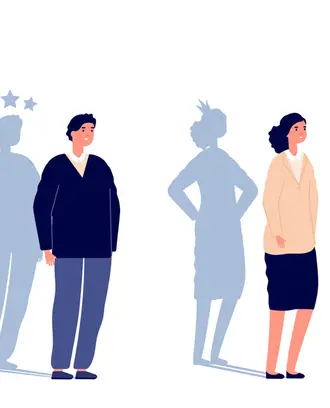 Leader confidence, manager man and woman strength