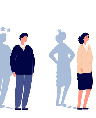 Leader confidence, manager man and woman strength