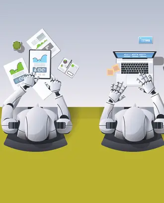 A series of AI agents working on computers and data