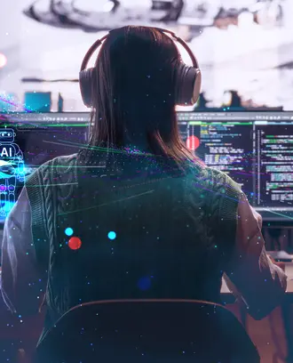 A developer uses generative AI technology while coding