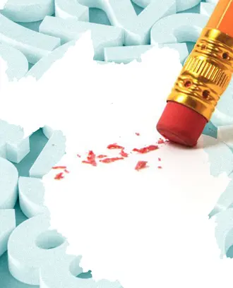 Numbers are being erased by a pencil eraser