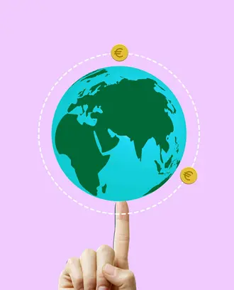 Person Pointing At An Earth Icon