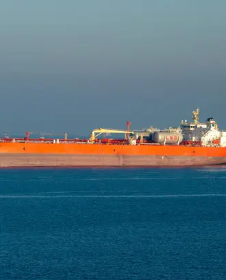 LNG Carrier Ship at Sea on Clear Day