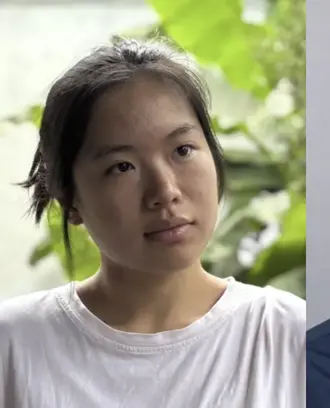 2026 Lucea Award Winner Alice Cai (left) and honorable mention, Peyman Shahidi (right), MIT Sloan Information Technology Group