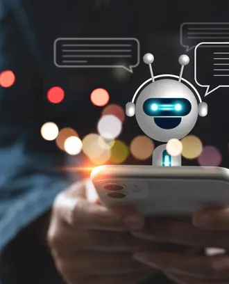 Chat bot communication with human via text