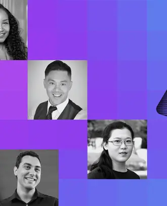AI circuit board imagery with MIT AI experts: Renée Richardson Gosline, Neil Thompson, Sinan Aral, Eric So, Peyman Shahidi, and Zezhen (Dawn) He