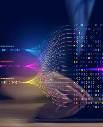 A person sorts through data