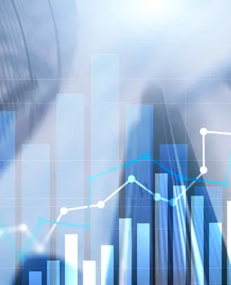 Stock image of financial graphs and charts.
