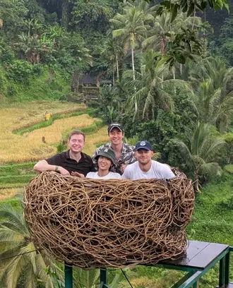 G-Lab Chickin Indonesia 25-26 team sitting in large man made nest