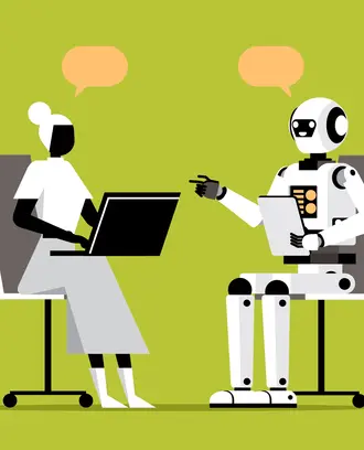 A robot and human having a conversation