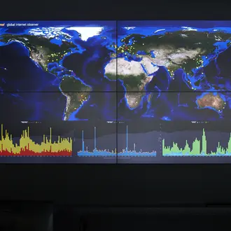 Akamai globe on monitor