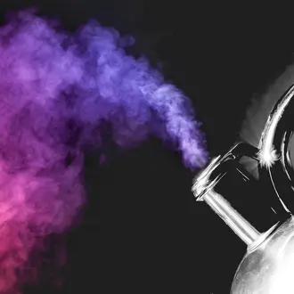 a tea kettle with purple and red steam to illustrate the mounting pressure of mental health