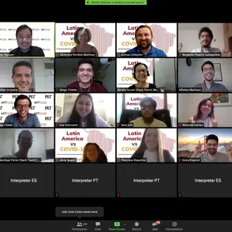 Zoom image of the finalists from the Latin America vs. COVID-19 hackathon.