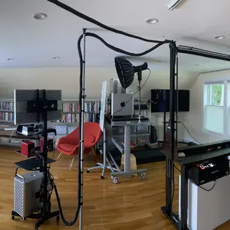 Sean Willems home teaching studio designed to enhance virtual learning during COVID.