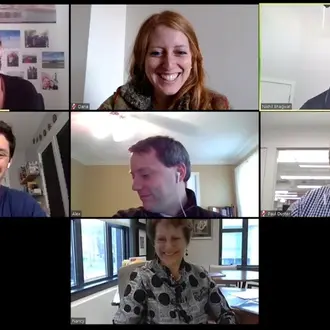 Screenshot of MIT Sloan students and Community Foundation of Greater Dubuque team Zoom call
