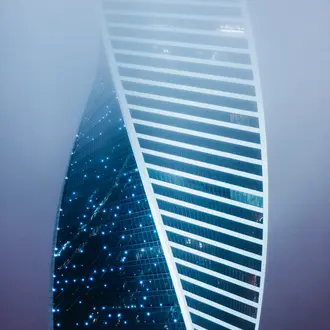 Graphic of building twisting like a DNA strand