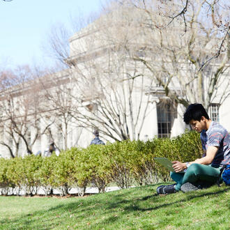 A photo of a student on campus