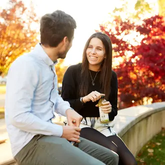 A photo of students talking