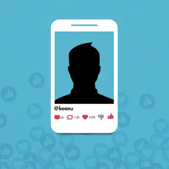 Header image of cell phone with up down vote icons.