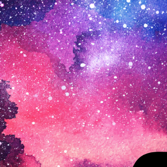 Illustration of human head on starry space background.