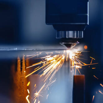 Sparks flying from drill bit