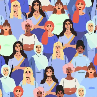 Illustration of a group of diverse women