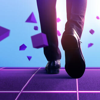 A person's footsteps amongst blockchain
