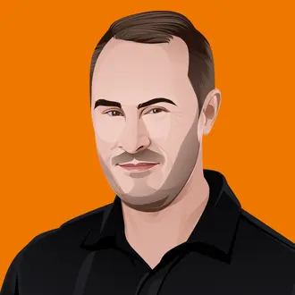 Graphic illustration of man posing for photo