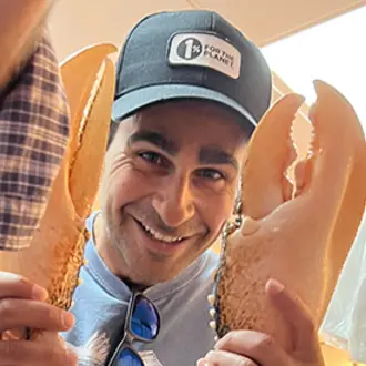 Jeff Tedmori poses for photo with lobster