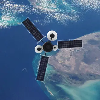 Image of weather satellite above the earth