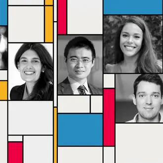 MIT Sloan new faculty: (left to right) Austin van Loon, Ellen Muir, Haihao (Sean) Lu, Chelsea Lide, Felix Vetter, and Ali Aouad.
