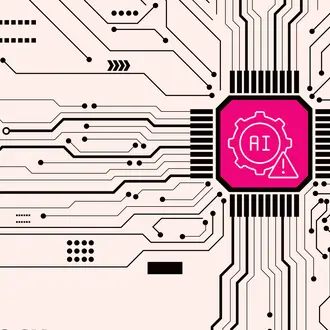 An AI warning icon appears on a circuit board
