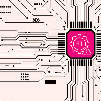 An AI warning icon appears on a circuit board