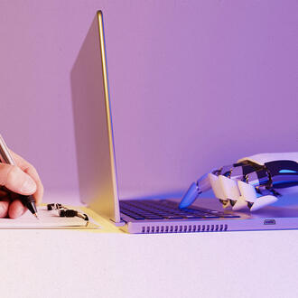 A robot and human work side by side