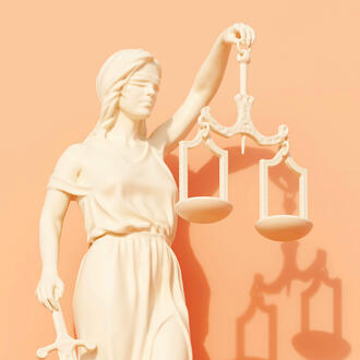 Lady justice statue with scales and sword 
