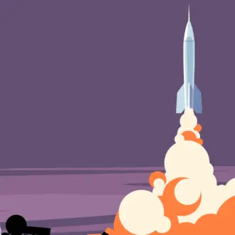 Illustration of rocket blasting off