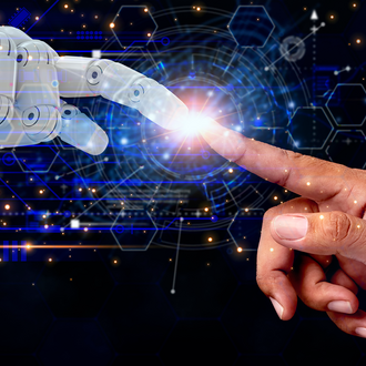 Robot and human finger touching