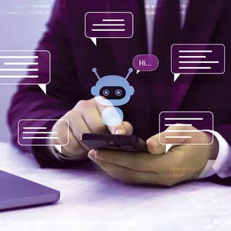 A person uses a virtual AI assistant 