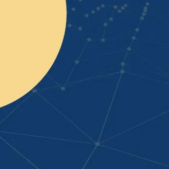 Large blue graphic of digital wave