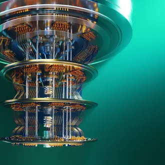 A 3D render of a quantum computer